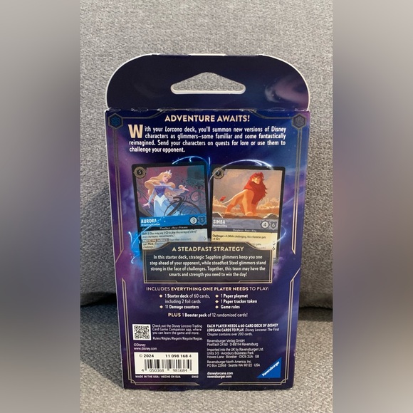Disney Lorcana The First Chapter Starter Deck Sapphire & Steel NEW w/ Booster - Picture 2 of 6